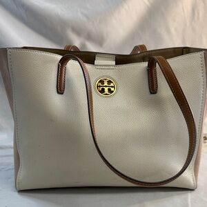 Tory Burch - Elegant Cream and Brown Tote Bag